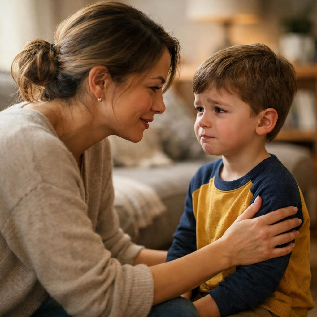 Mother helping child name emotions calmly to build emotional intelligence